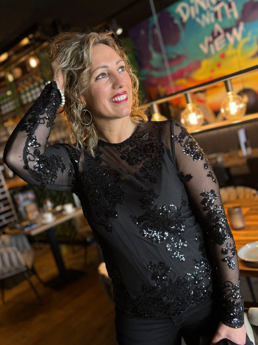 Soyaconcept top Aube zwart/zilver