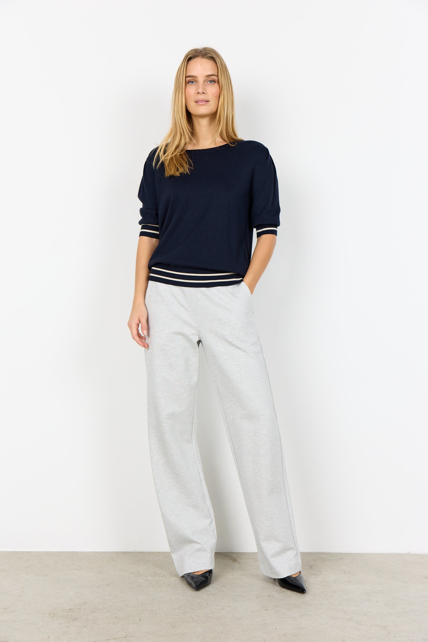 Soyaconcept trui Dollie 809 donkerblauw/roomwit