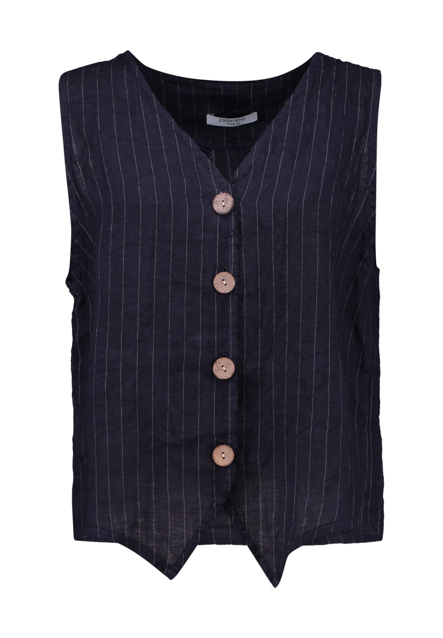 ZB gilet linnen Sinjaa navy