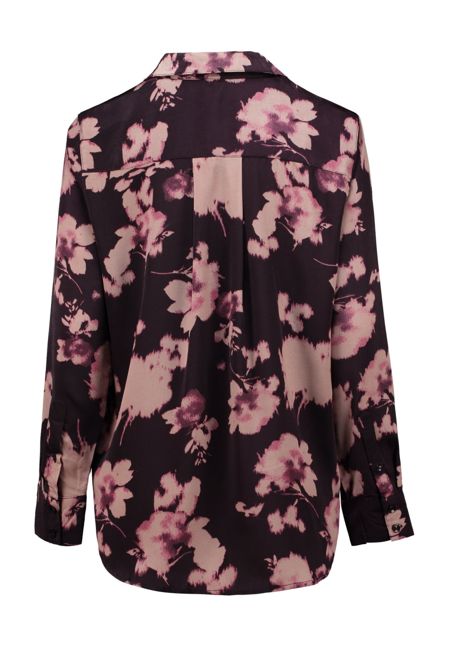 HL Carlotta blouse met bloemenprint, lange mouwen; rugpas met plooi