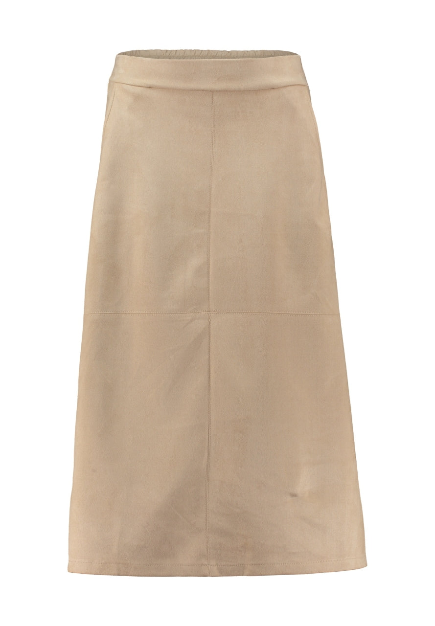 ZB-rok Lilyy beige, A-lijn midi met elastische taille