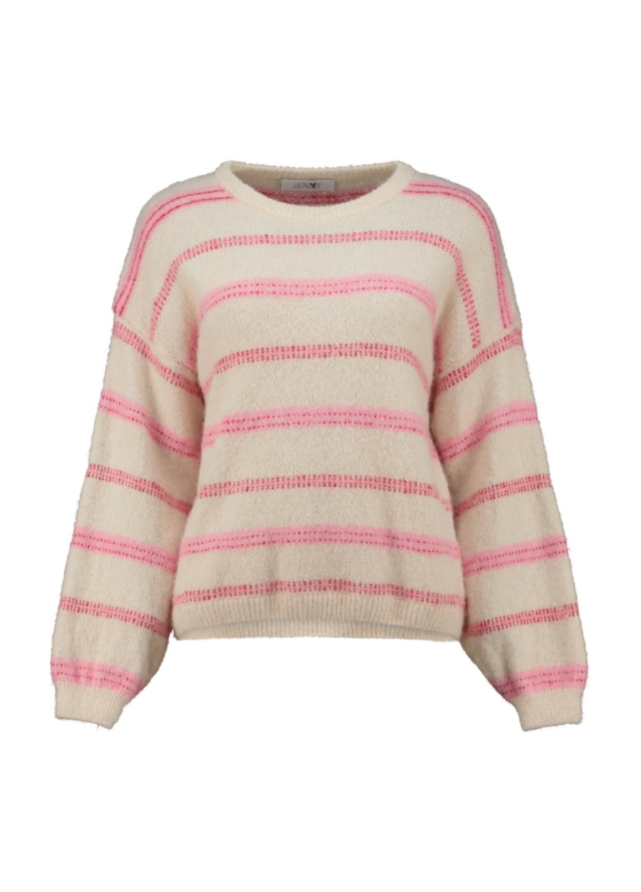 HL trui Uneen white/pink stripe