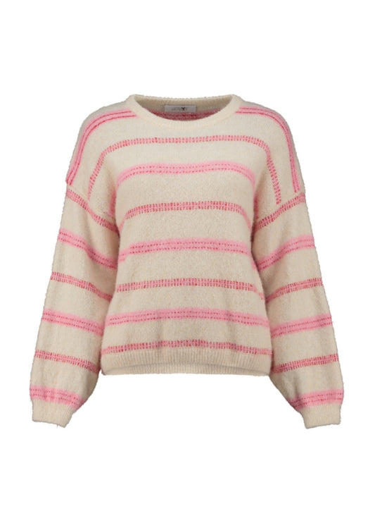 HL trui Uneen white/pink stripe