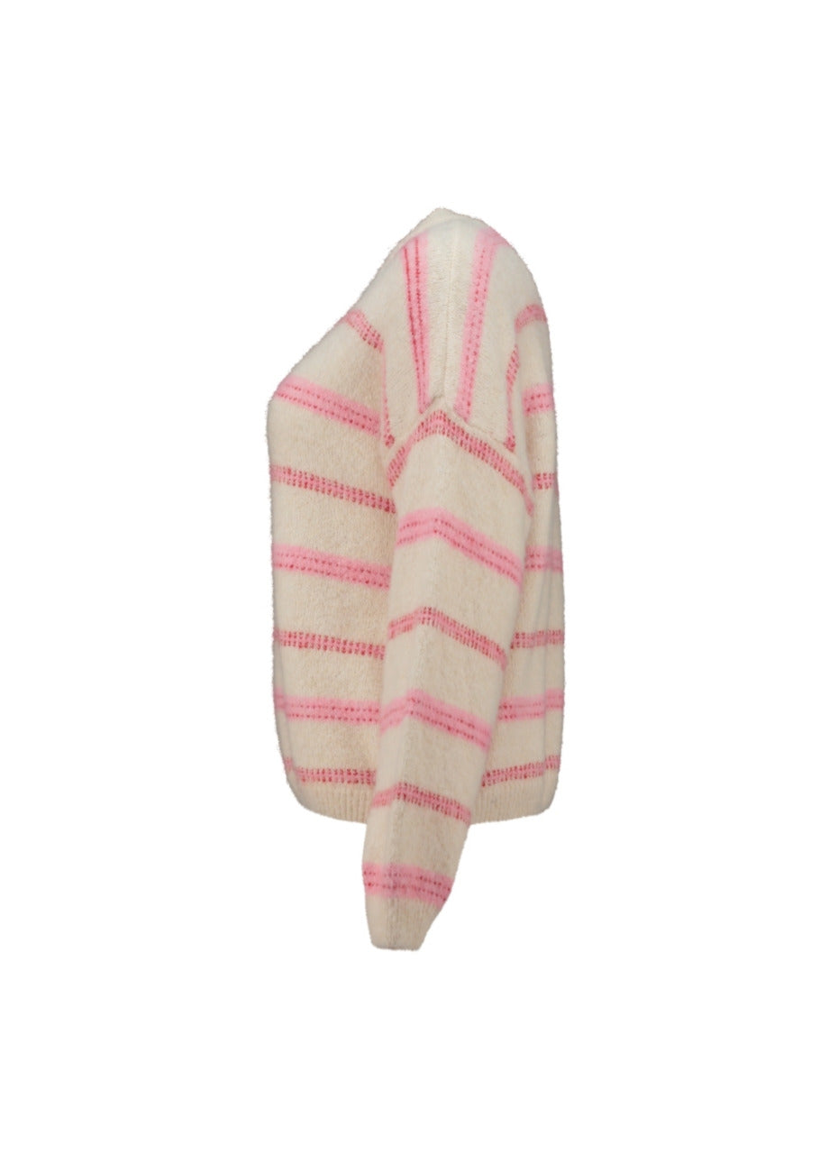 HL trui Uneen white/pink stripe
