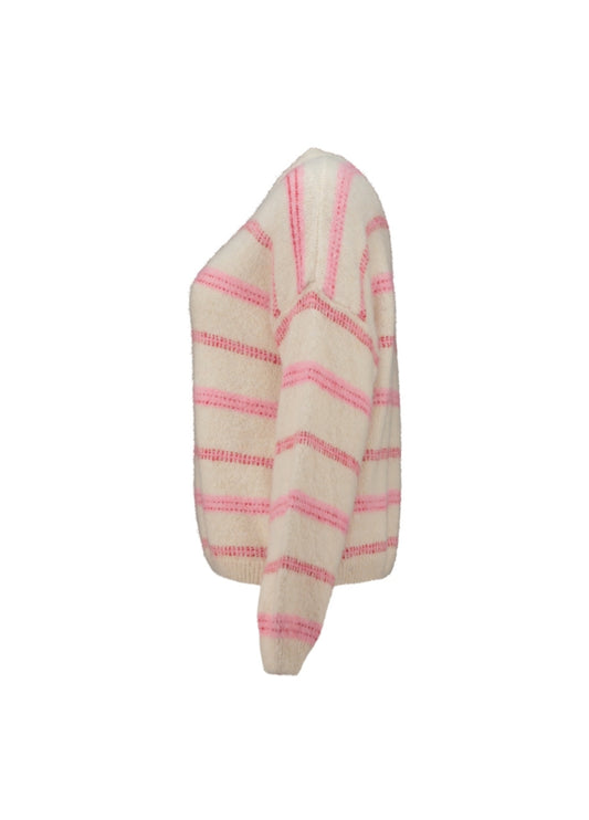 HL trui Uneen white/pink stripe