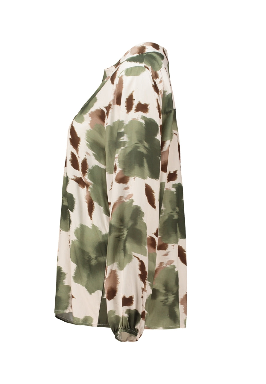 Blouse met dierenprint, losse pasvorm en lange mouwen met elastische boorden