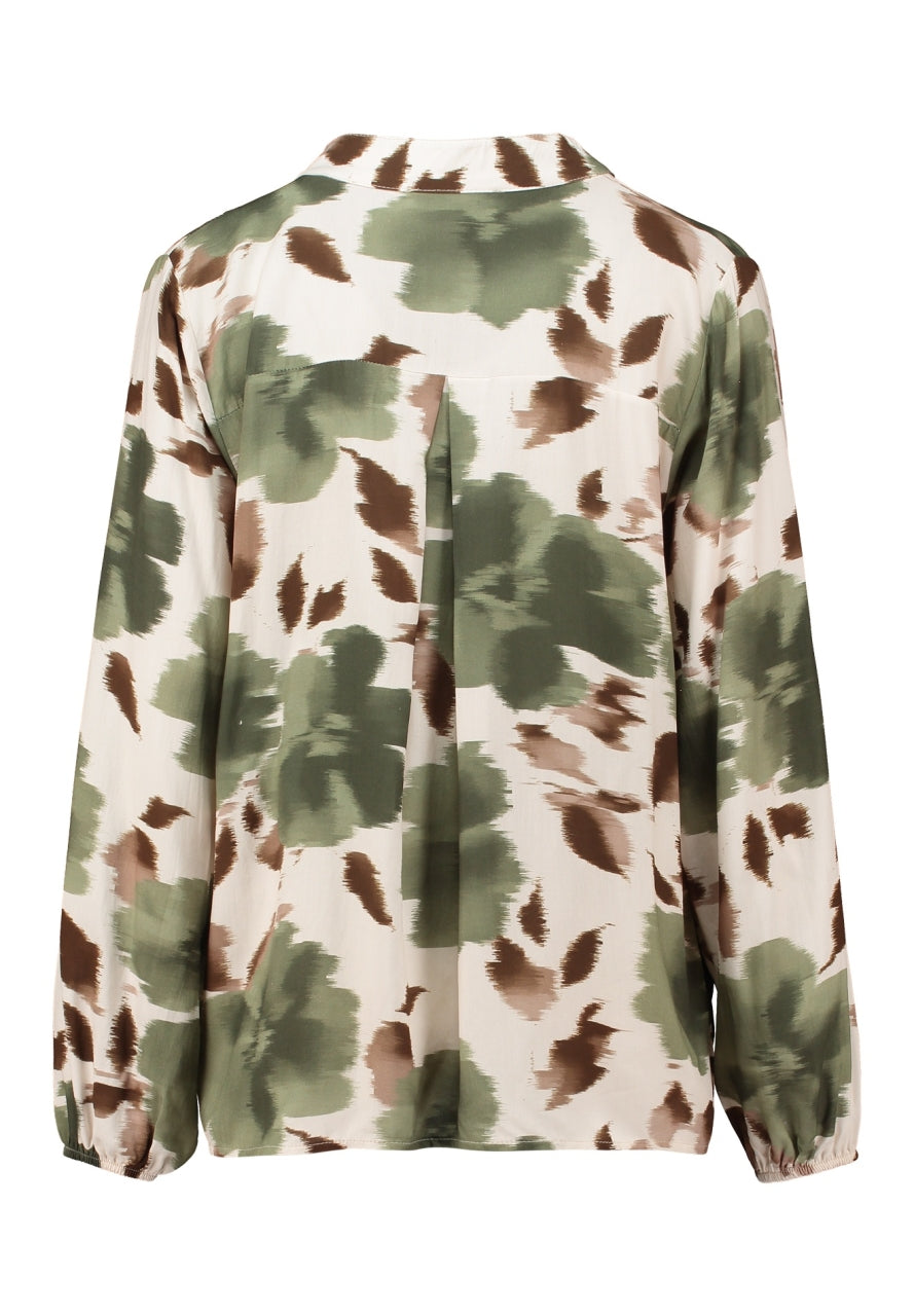 Blouse achterkant met dierenprint, lange mouwen met elastische boorden