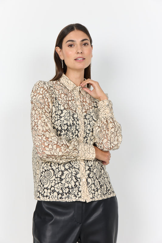 Soyaconcept blouse Nilla 2 creme/zwart