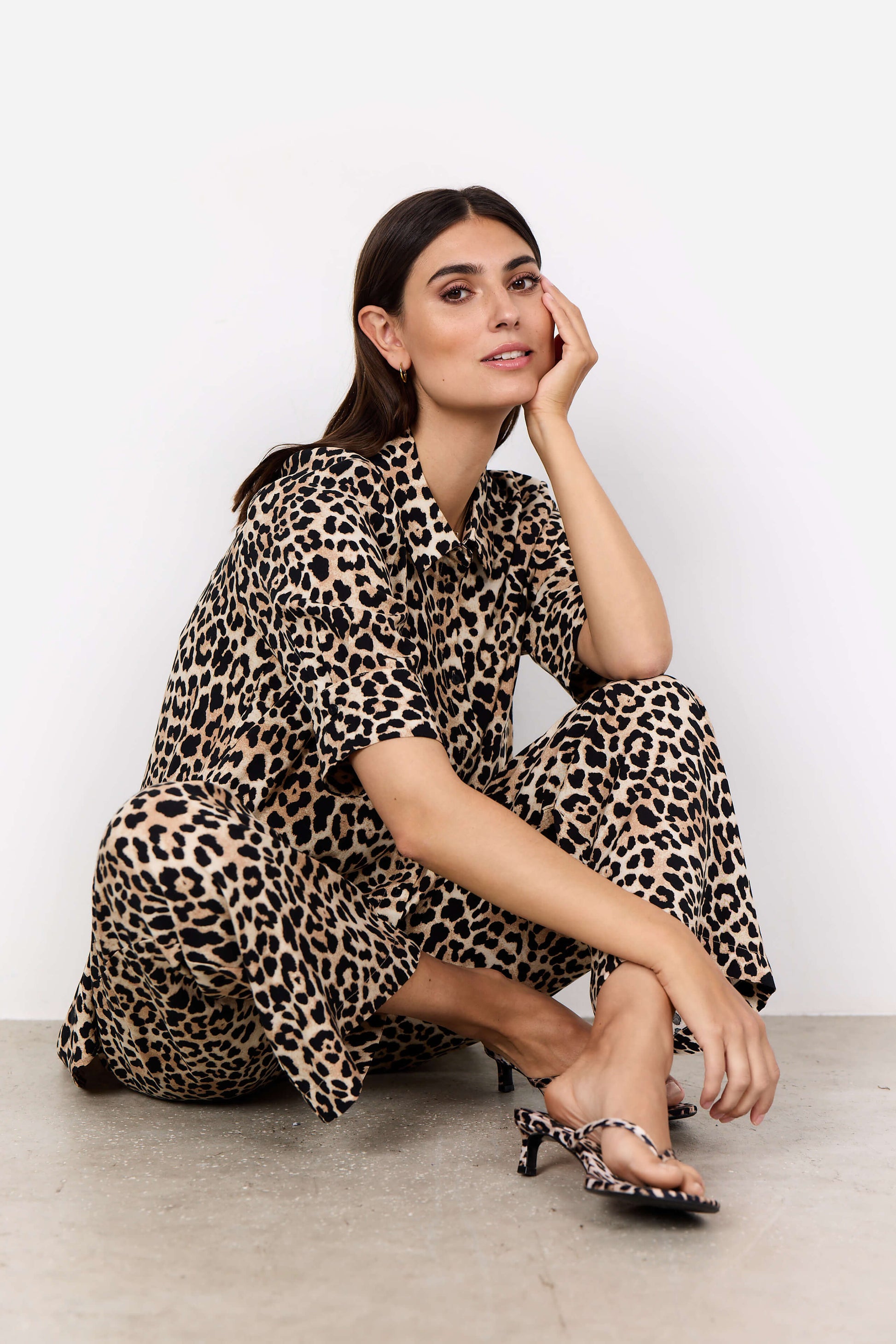Blouse met korte mouw in leopard print van soyaconcept