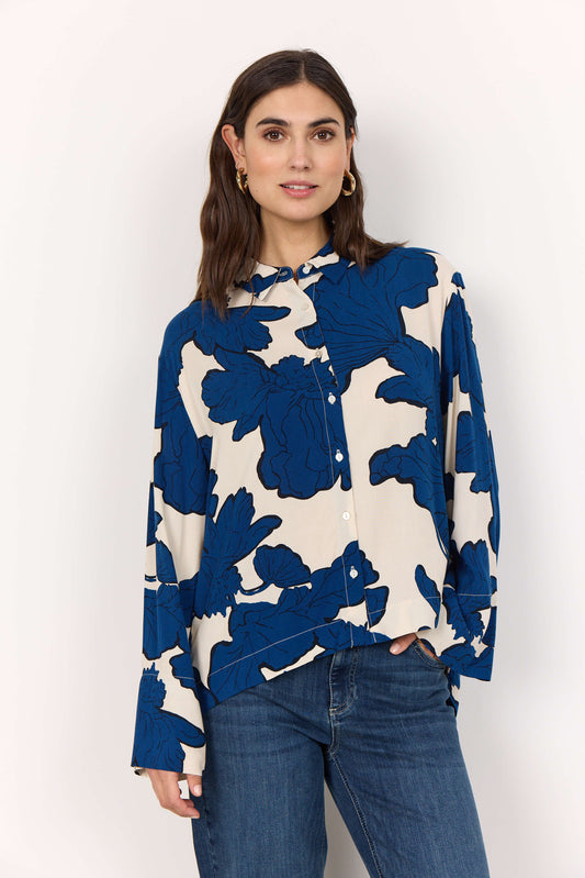 Soyaconcept blouse Vigdis 2 korenblauw/ecru
