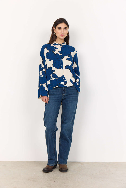 Soyaconcept blouse Vigdis 2 korenblauw/ecru