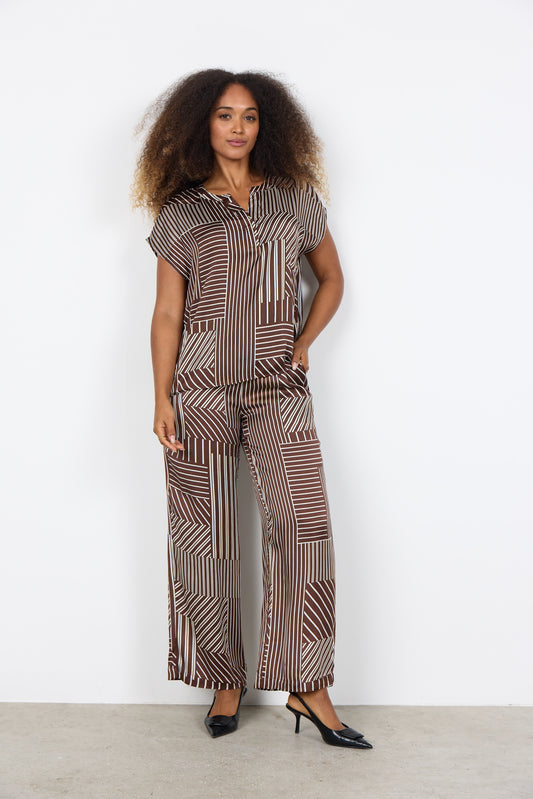 Soyaconcept top Catarina 1 bruin/offwhite