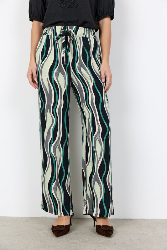 Soyaconcept broek Cammi 3B jadegroen/zwart