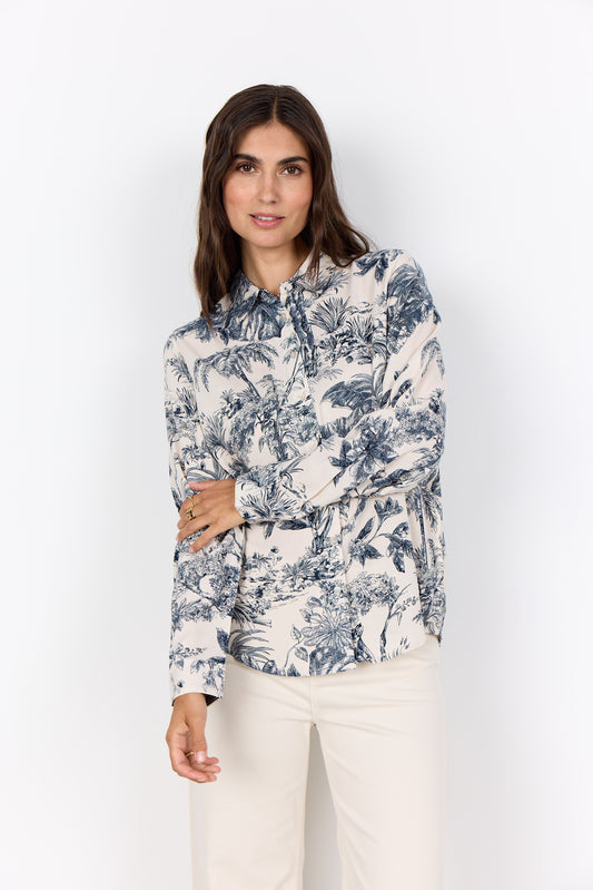 Soyaconcept blouse Carli 1 ecru/donkerblauw