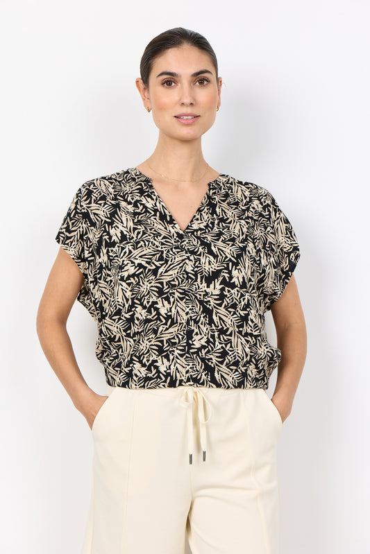 Soyaconcept top Faye 2 zwart/zand