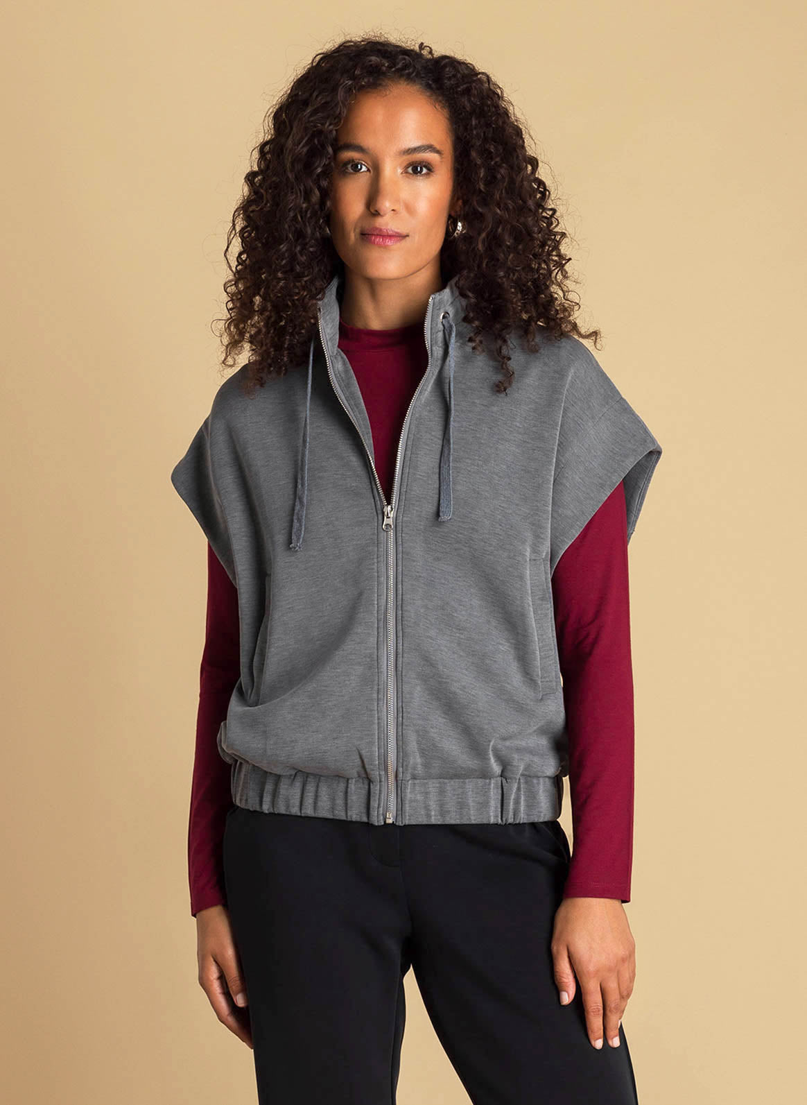 Ivy Beau gilet Alysia dark grey mealnge