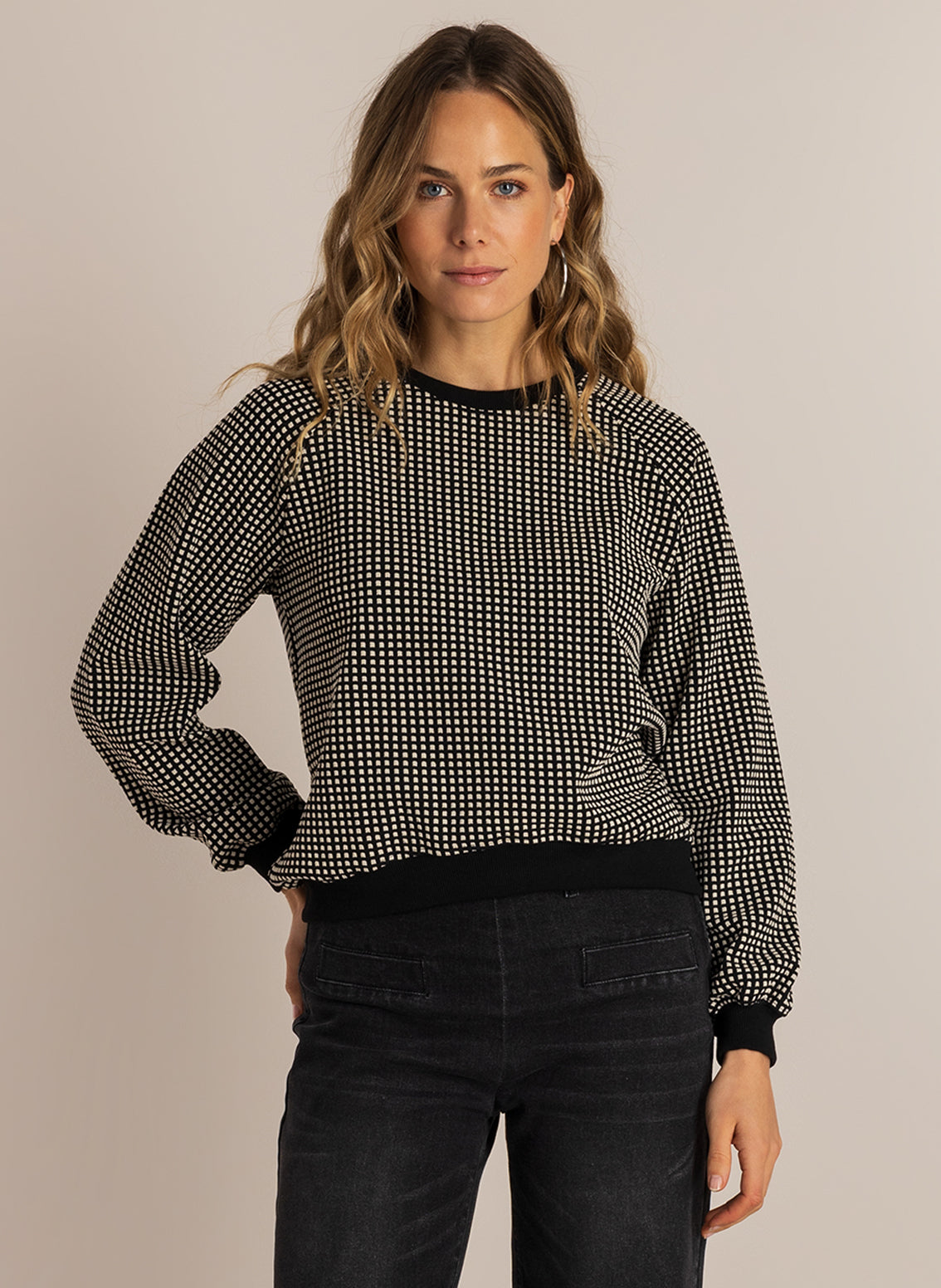 Ivy Beau trui Sabien zwart/offwhite