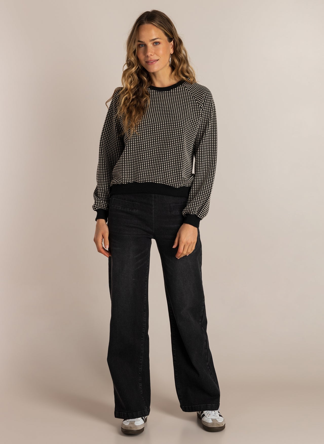 Ivy Beau trui Sabien zwart/offwhite