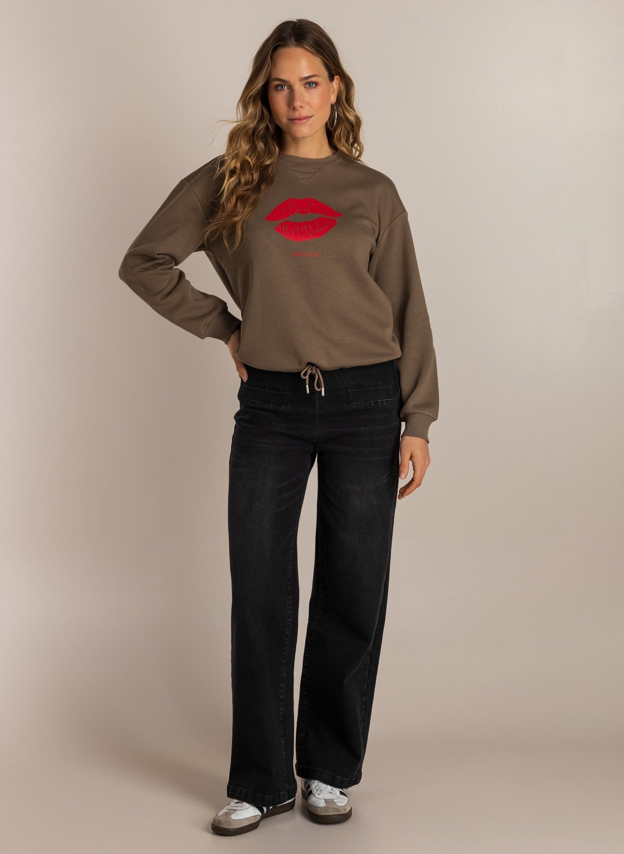 Ivy Beau sweater Shira taupe/rood
