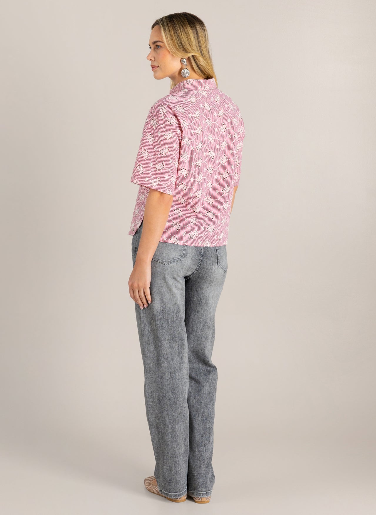 Ivy Beau blouse Grada stone red/white