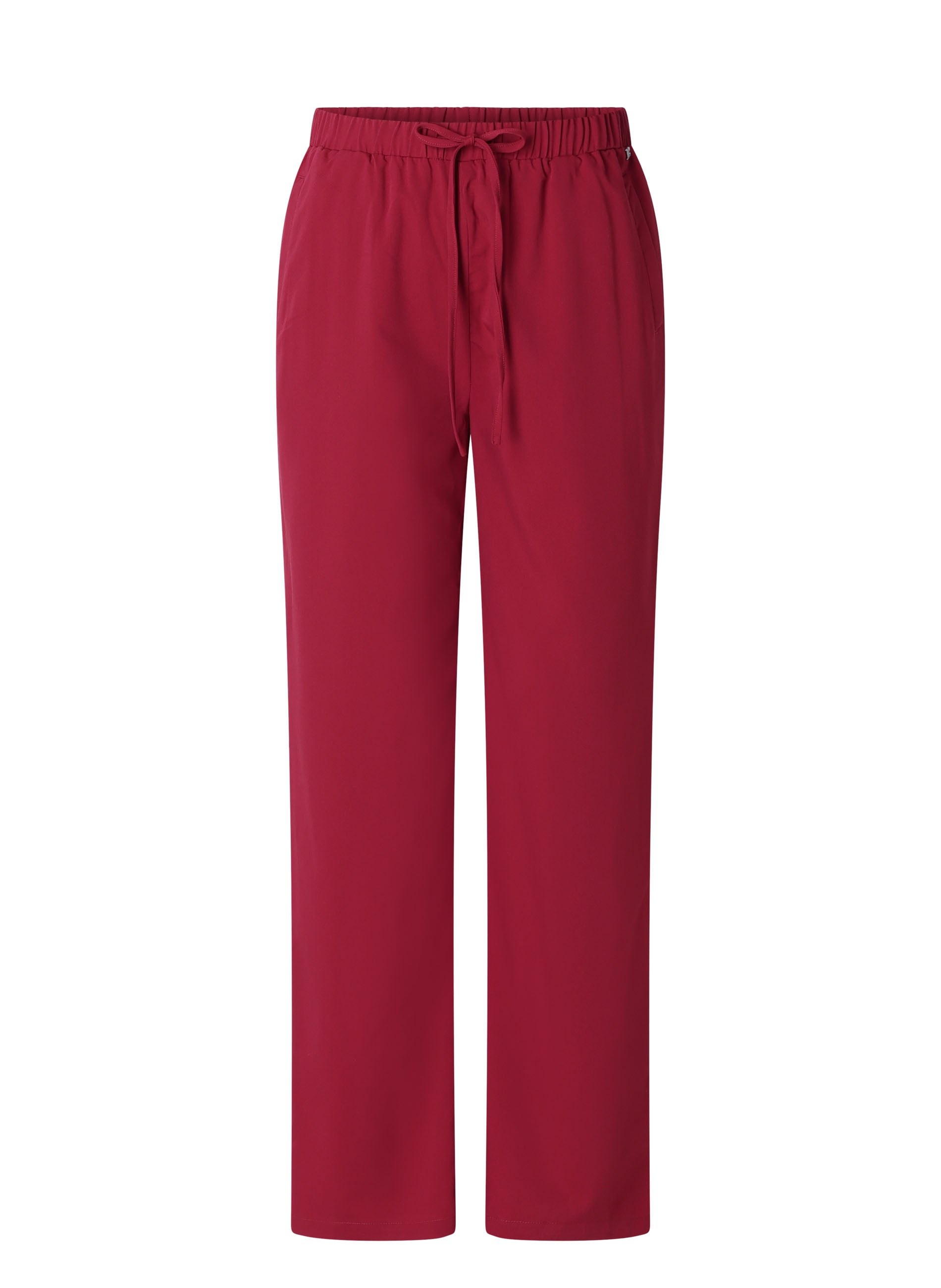 Rode wijde broek, elastische taille met trekkoord en brede, rechte zoom.