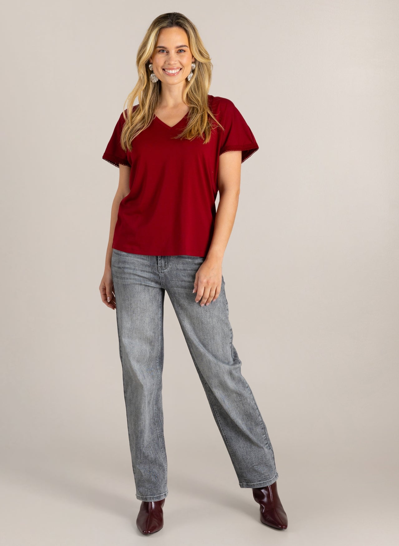 Ivy Beau T-shirt Gennesis dark red