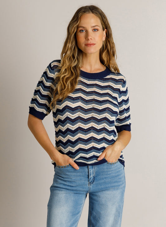 Ivy Beau trui Djuna dark blue/multicolour