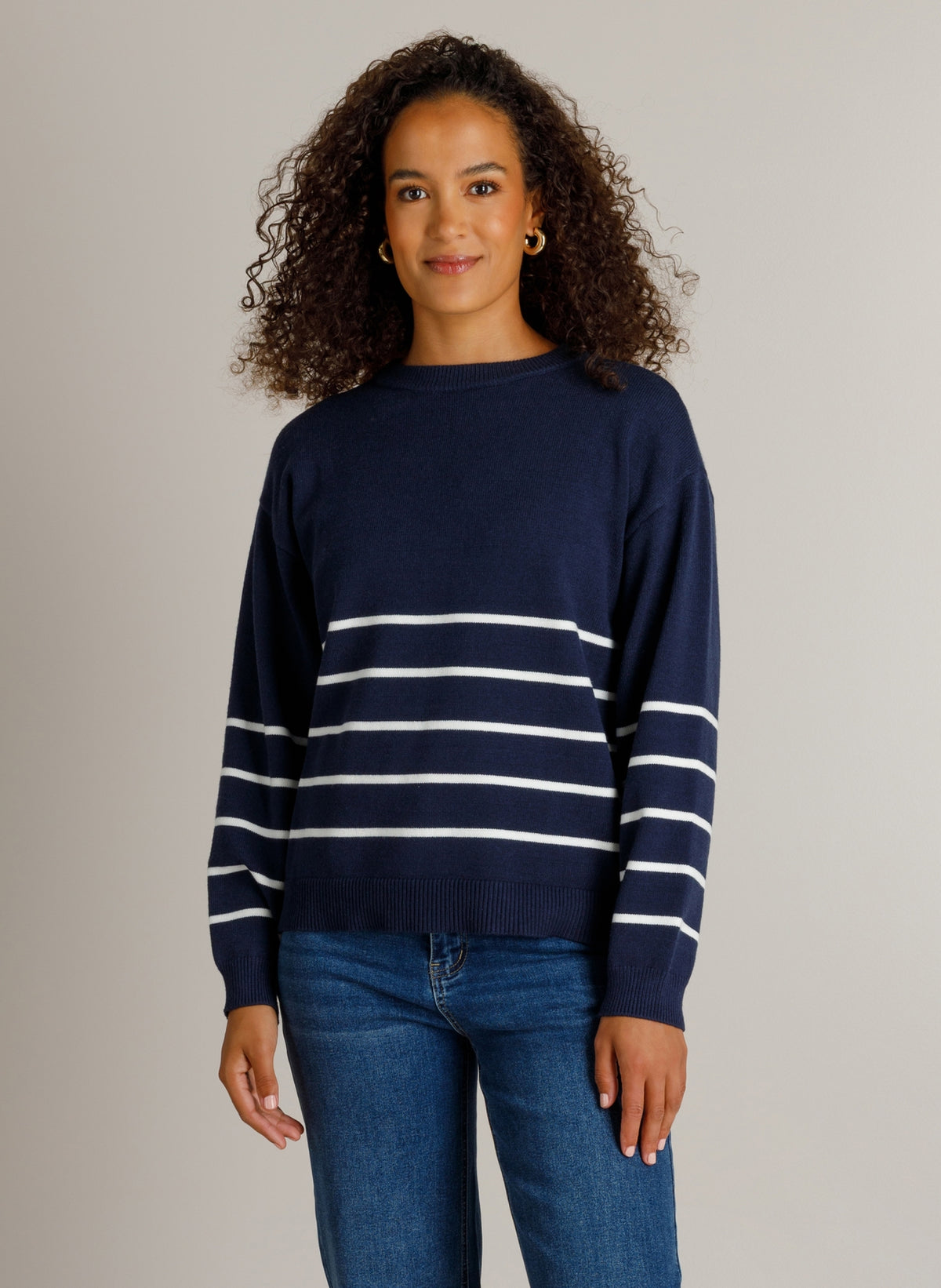 Ivy Beau trui Hally dark blue/offwhite