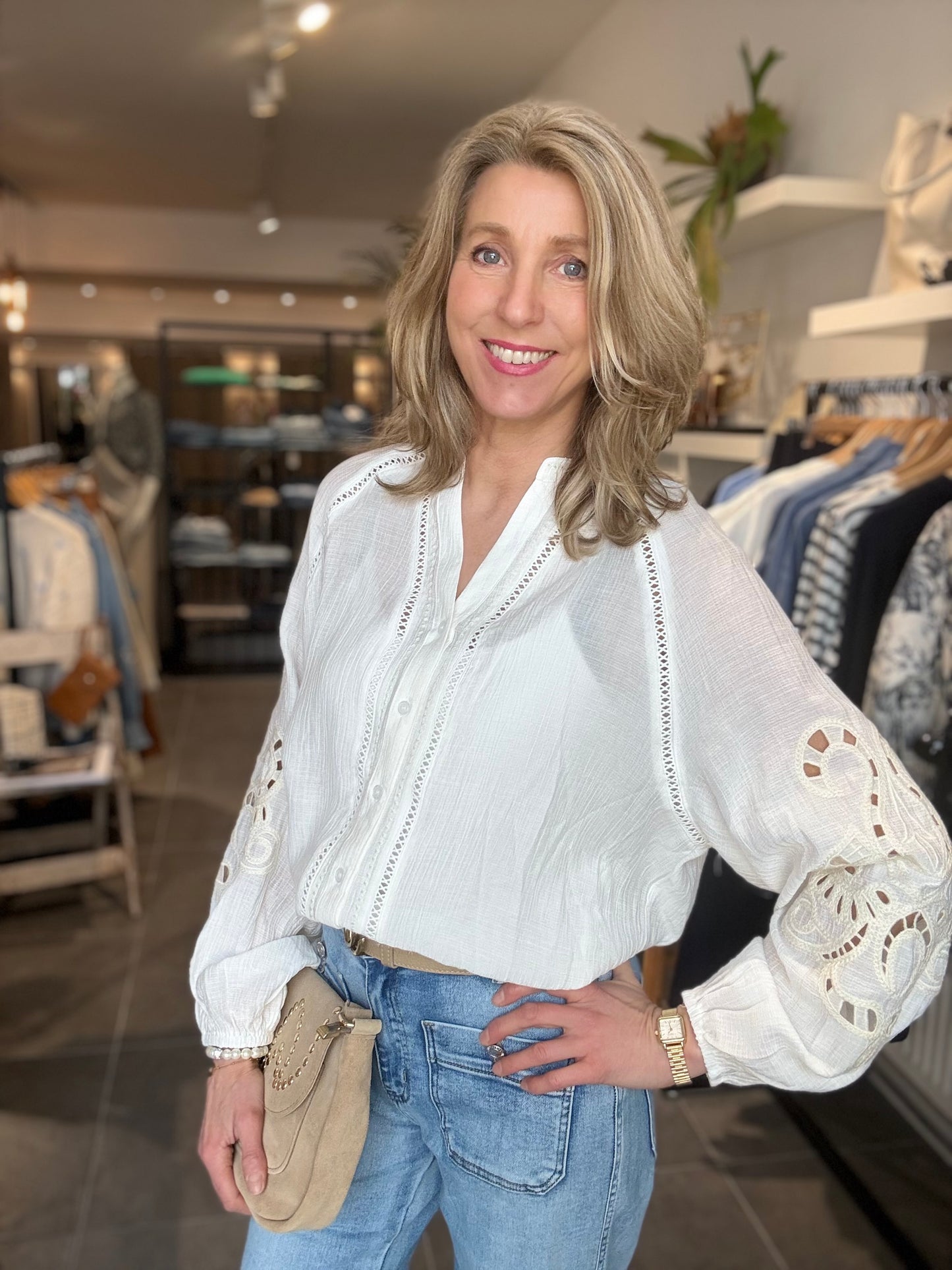 MC Lorene blouse Annabel offwhite/zand