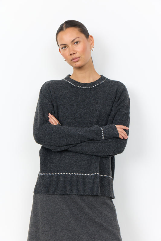 Soyaconcept trui Orlean 18 donkergrijs/offwhite