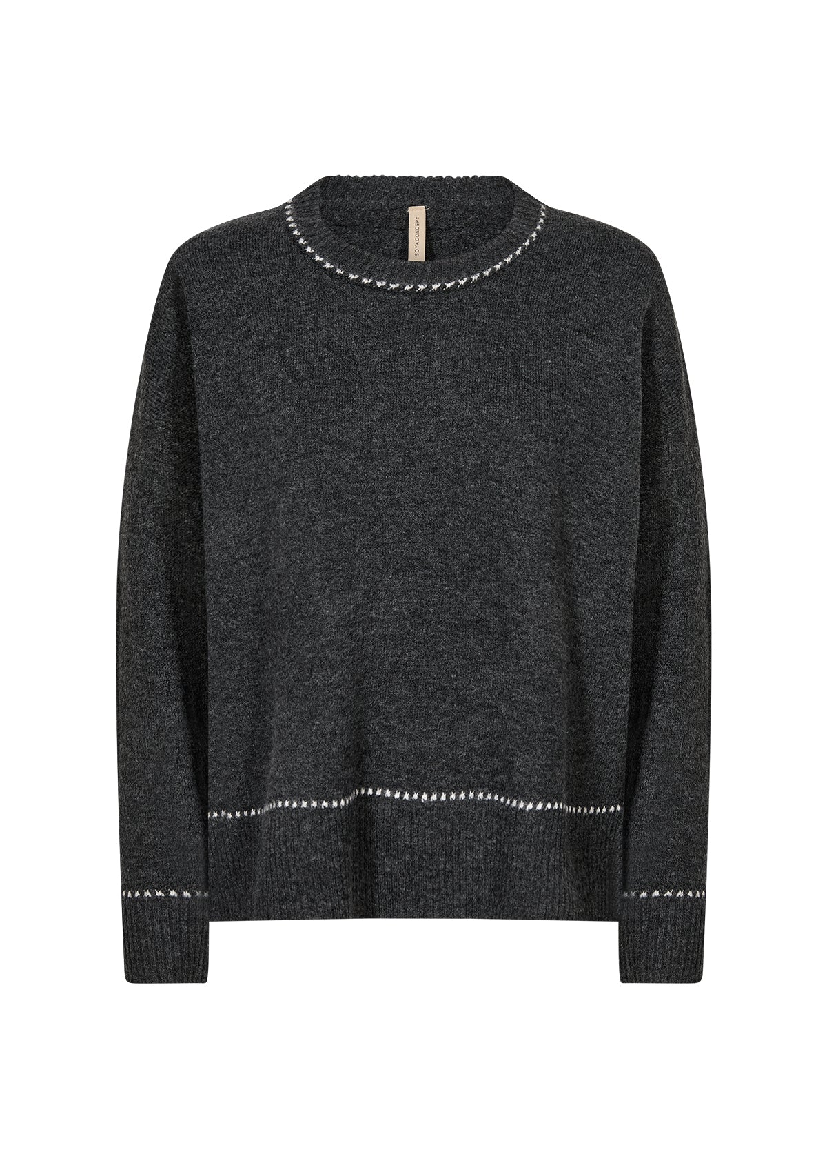 Soyaconcept trui Orlean 18 donkergrijs/offwhite
