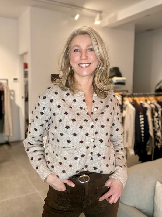 Emma Ella vest stip beige/bruin