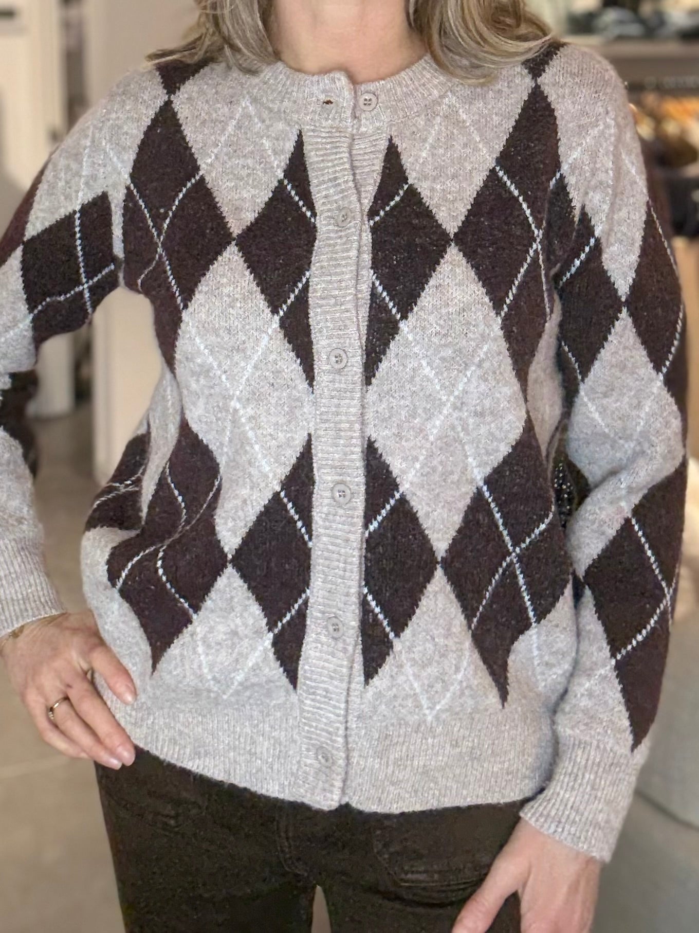 Laetitia Mem vest ruit bruin/beige