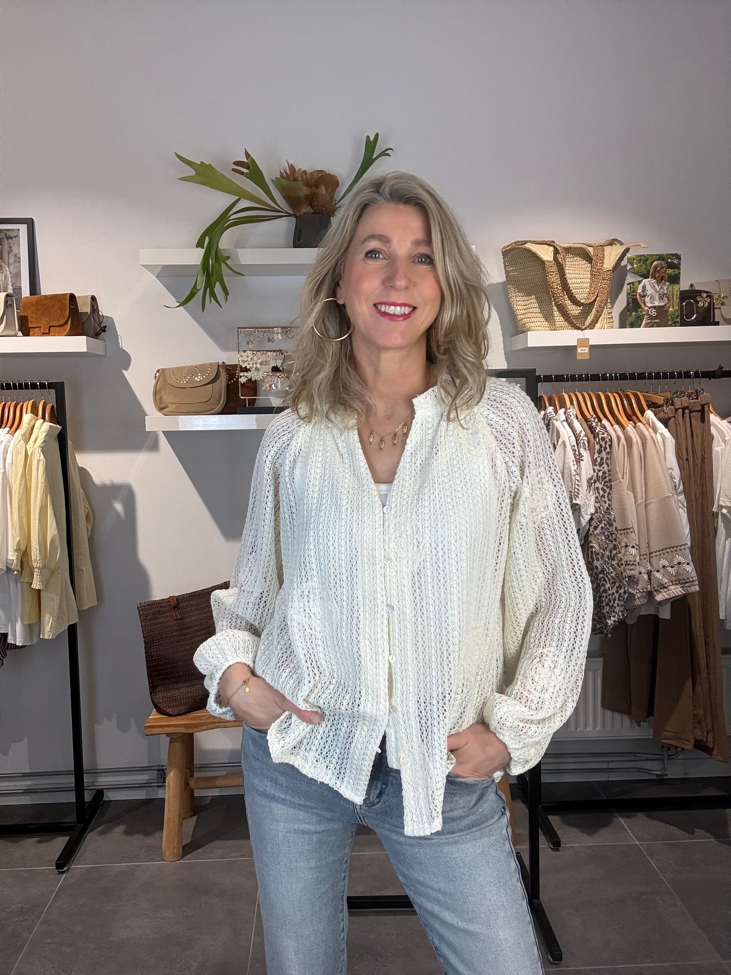 MC Loren gehaakte blouse creme
