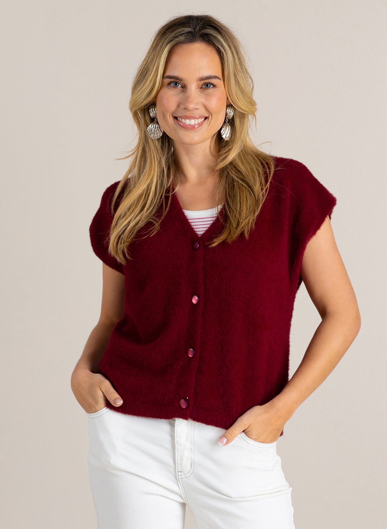 Ivy Beau gilet Grace stone red