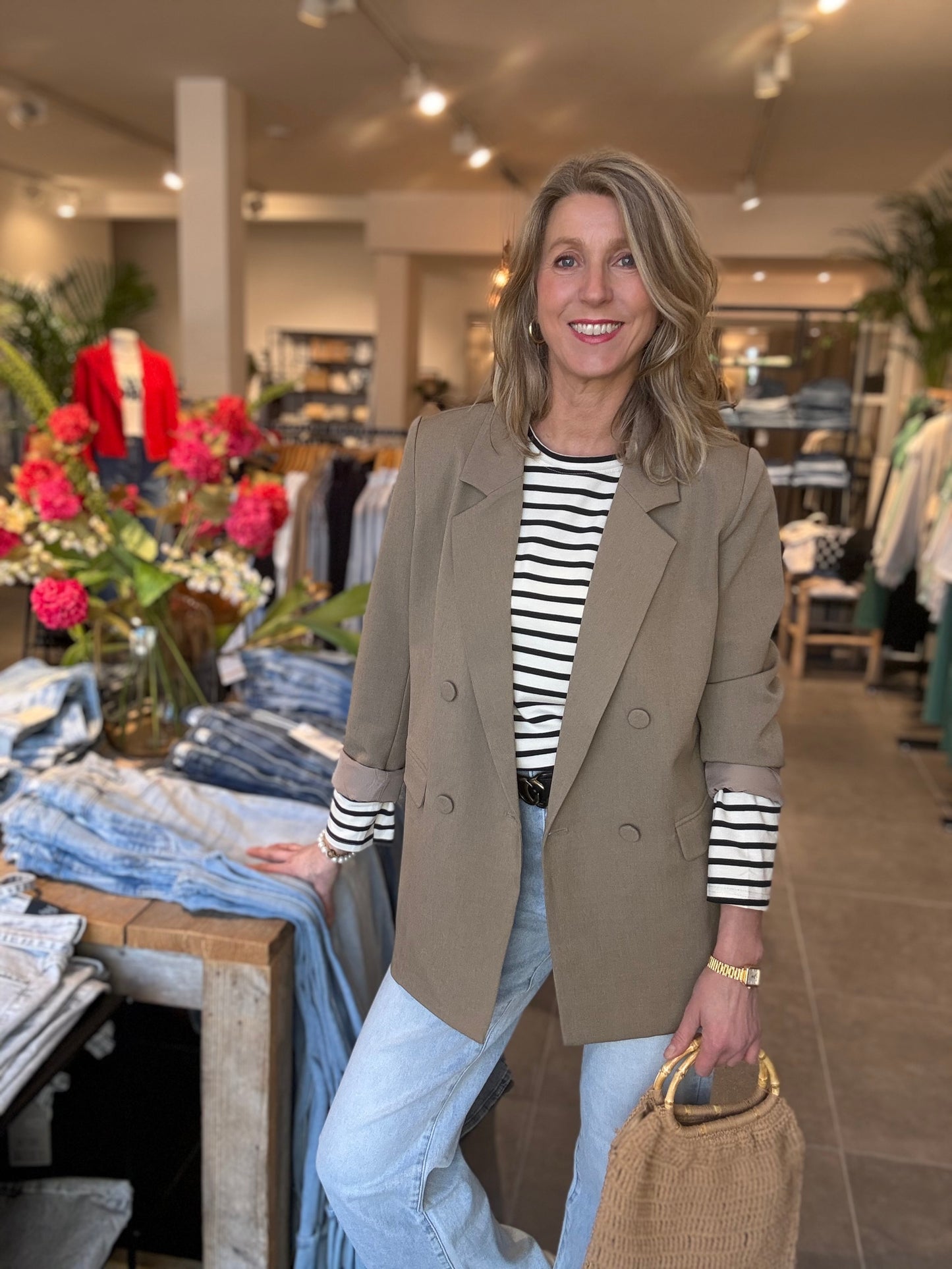 Drôle de Copine longsleeve streep creme/zwart