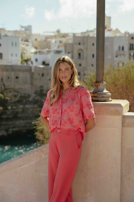 CS The Label blouse Loveli sunkissed coral