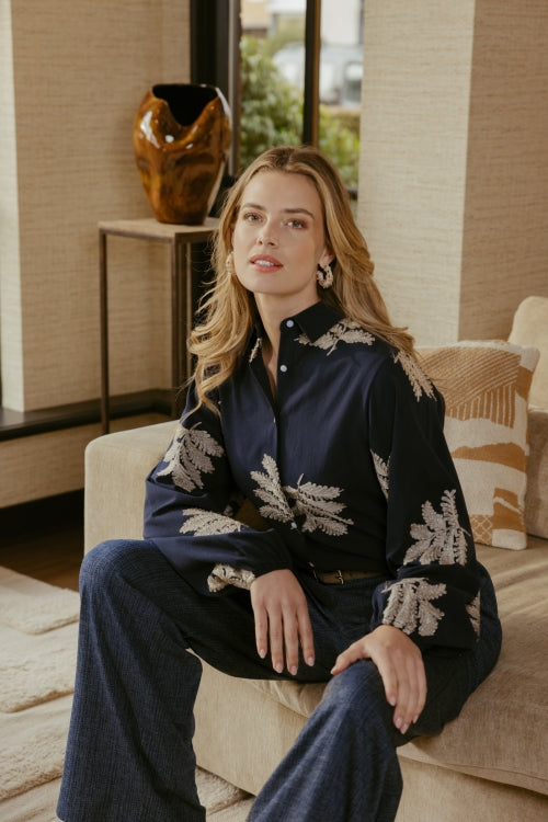 CS The Label blouse Loreen midnight blue/sand