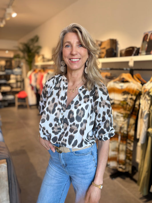 Hailys blouse MOR white brown leo