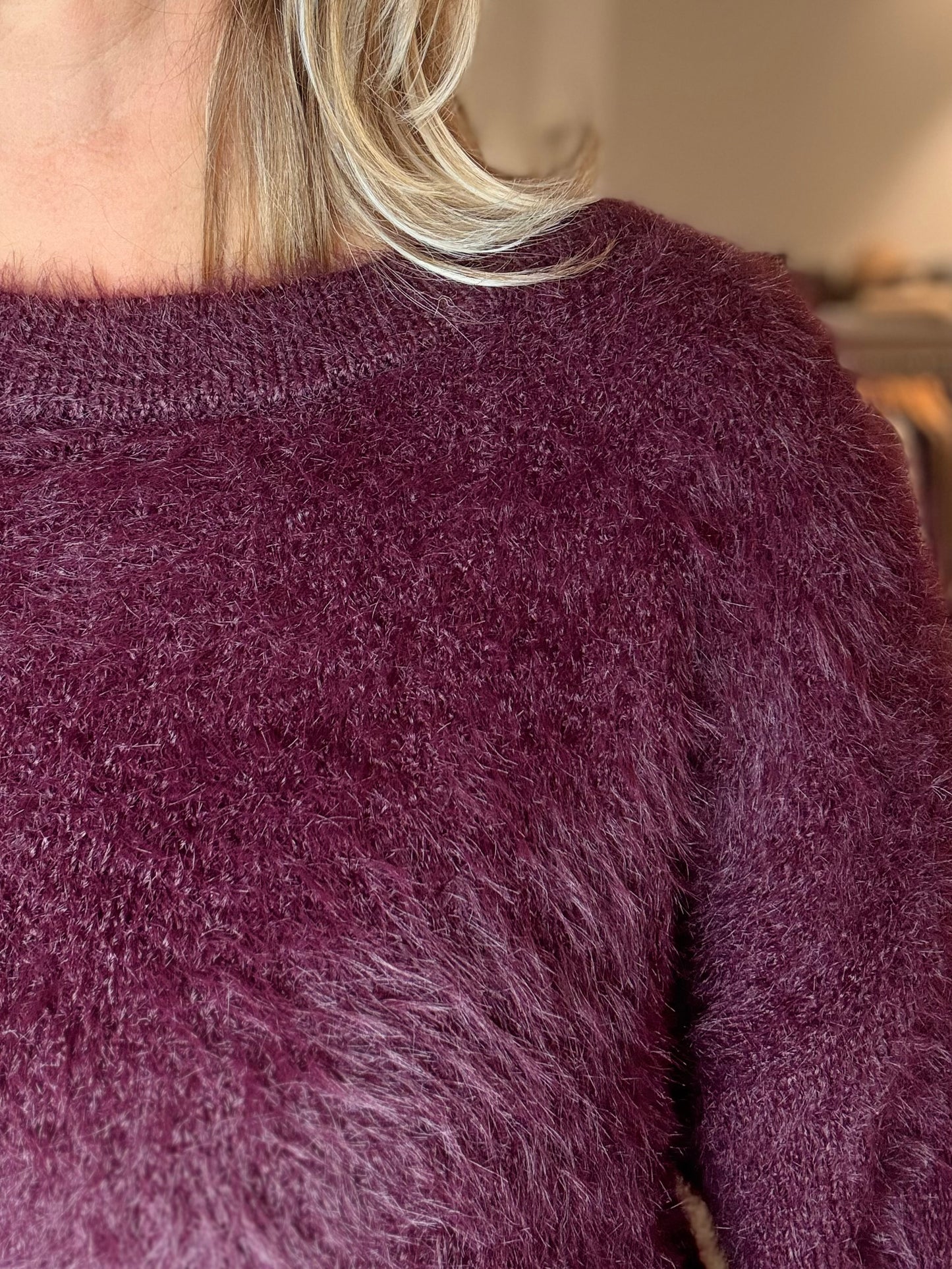 Exquiss's trui fluffy bordeaux