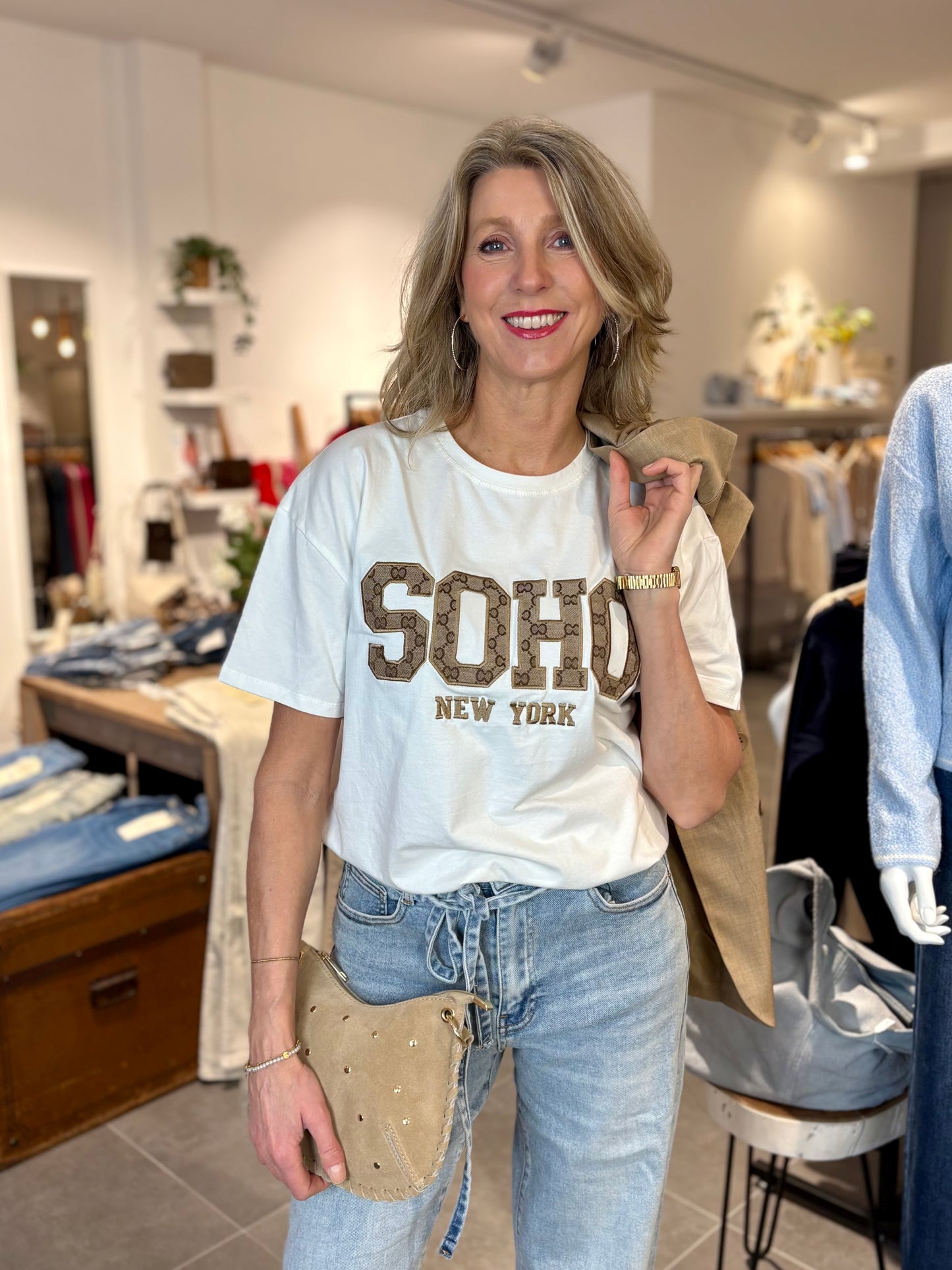 Moocci T-shirt SOHO offwhite/camel