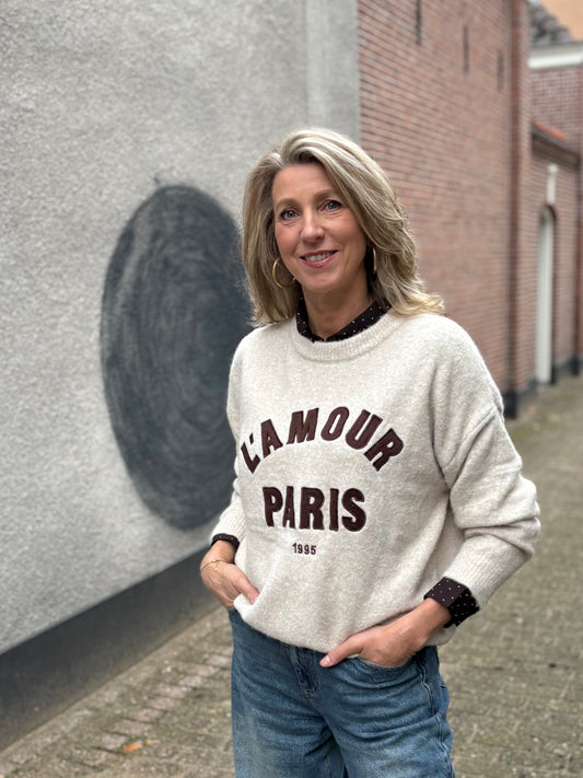 Laetitia trui L'AMOUR beige/bruin