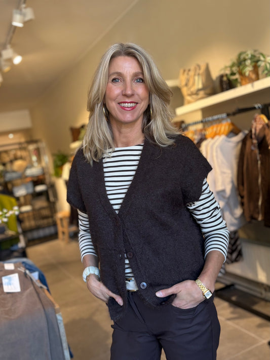 Red Button gilet Sleeveless Fuzzy espresso