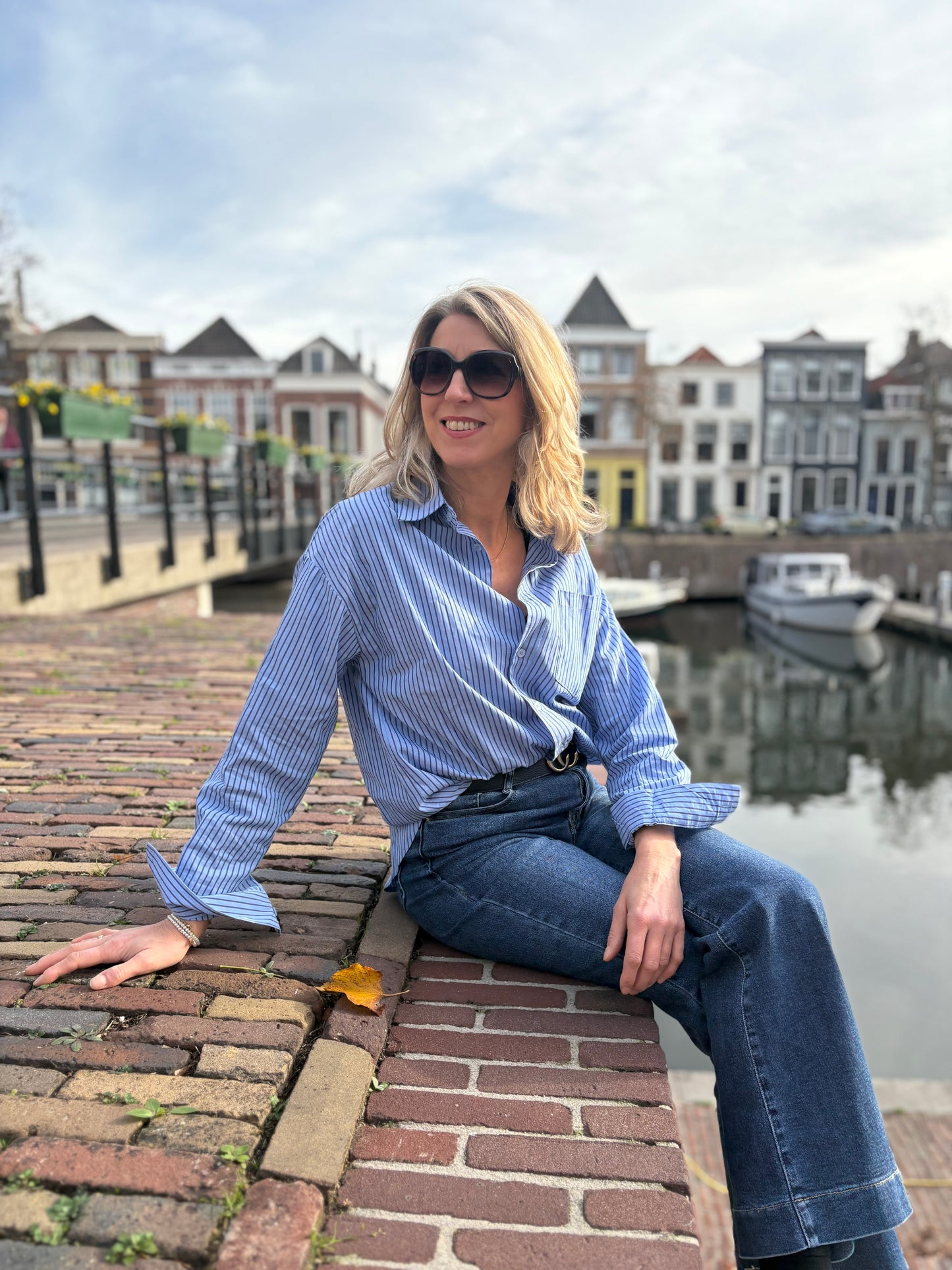 Drôle de Copine blouse streep blauw