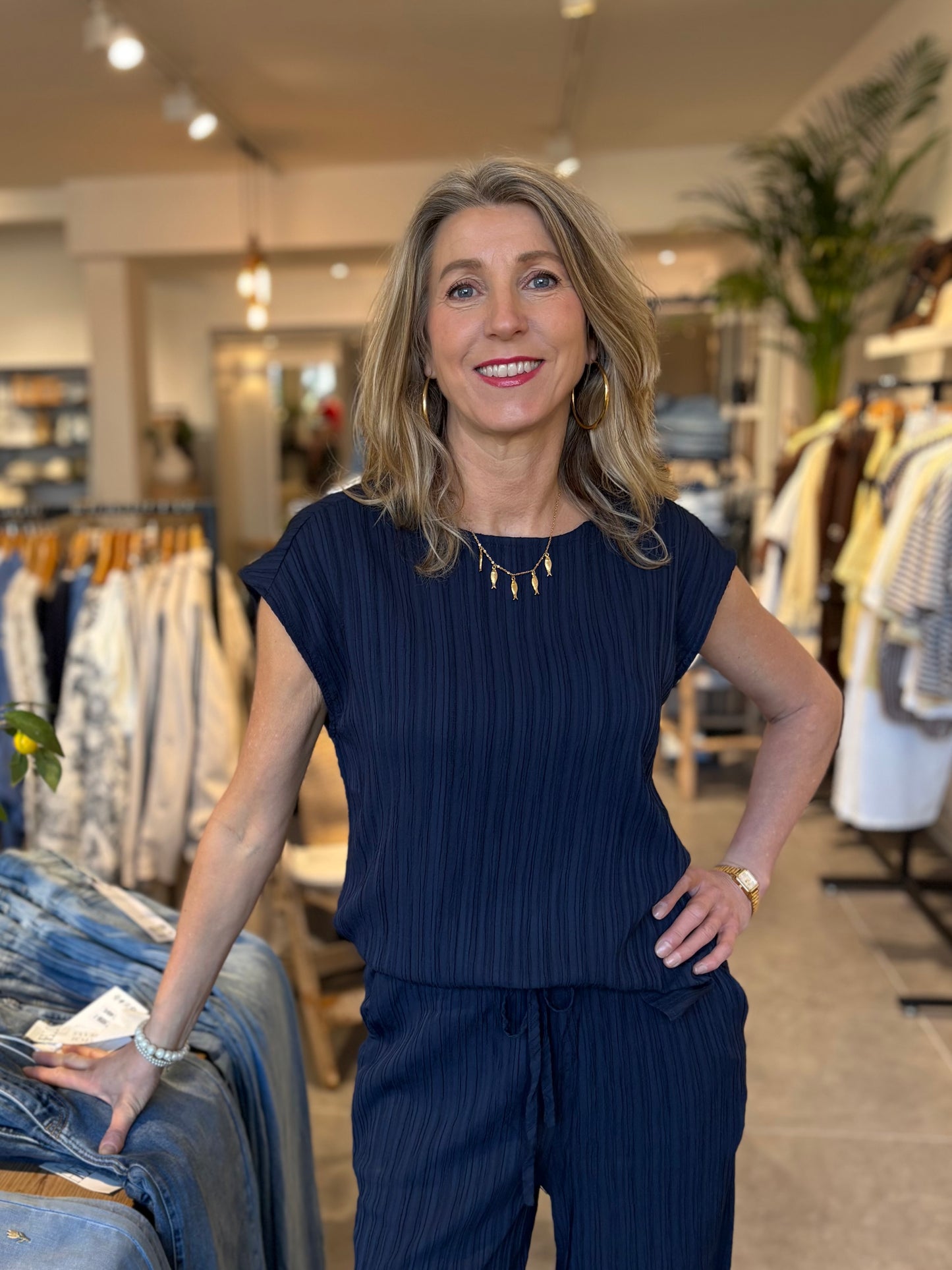 Freequent top Valse navy blazer