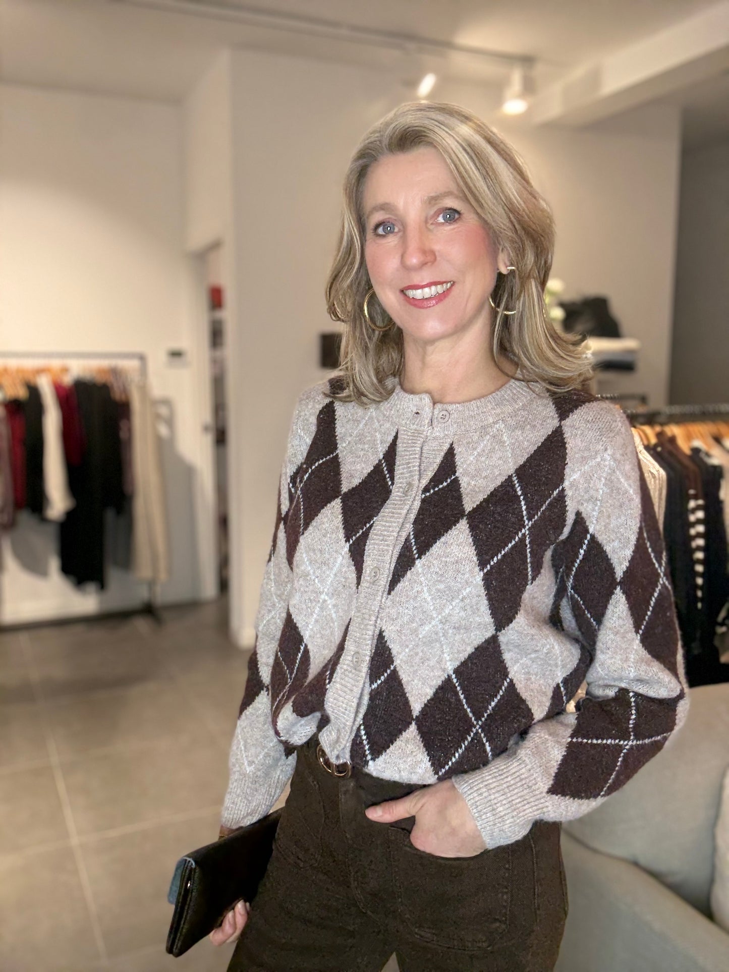 Laetitia Mem vest ruit bruin/beige