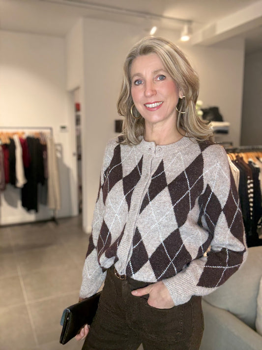 Laetitia Mem vest ruit bruin/beige