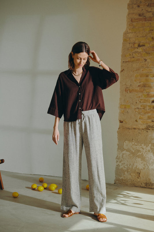 Freequent broek Lava morel melange