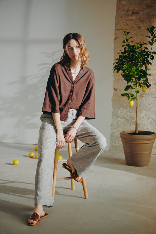 Freequent broek Lava morel melange