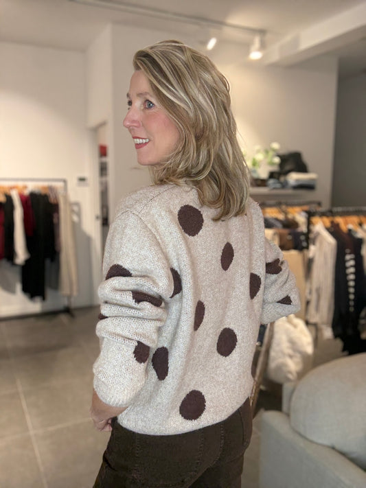 Emma Ella trui stip beige/bruin
